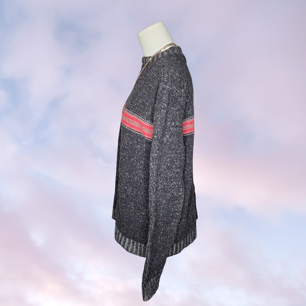 Vtg Transnine Y2k Dark Gray Wool Cotton Red Stripe Grunge Skate Sweater Sz M - Picture 3 of 5